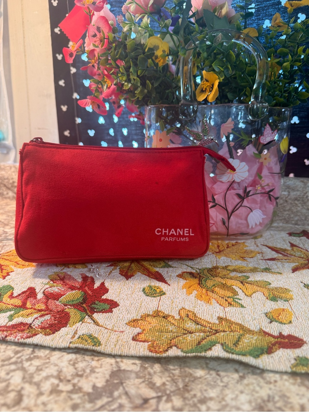CHANEL Red Parfums Cosmetic Pouch